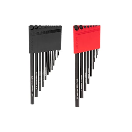 Tekton Flat End Hex L-Key Set with Holder, 23-Piece 0.050-3/8 in., 1.3-10 mm KLX91305
